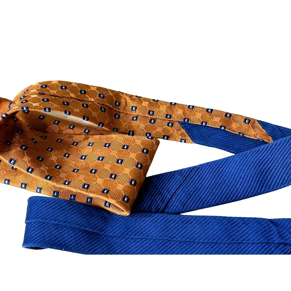 Tommy‎ Hilfiger Neck Tie Micro Pattern in Orange / Navy Blue